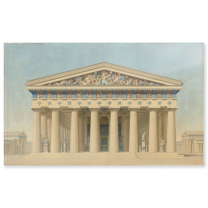 Temple T à Sélinonte (Sicile) : élévation, restitution de la façade principale (panneaux acryliques)