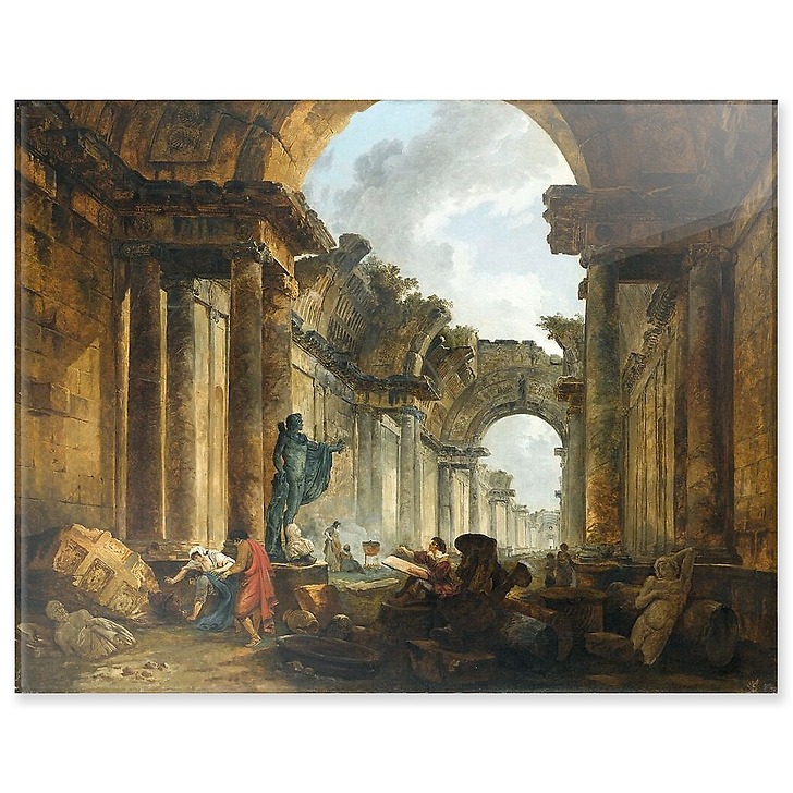 Imaginary View of the Grand Gallery of the Louvre in Ruins (acrylic panels)
