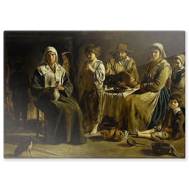 Farmers' family in an interior (aluminium panels)