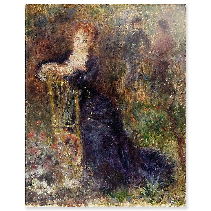 Jeune femme assise dans un jardin (panneaux acryliques)