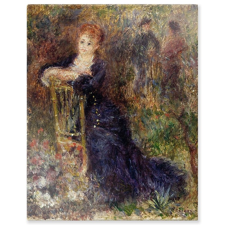 Jeune femme assise dans un jardin (panneaux aluminium)
