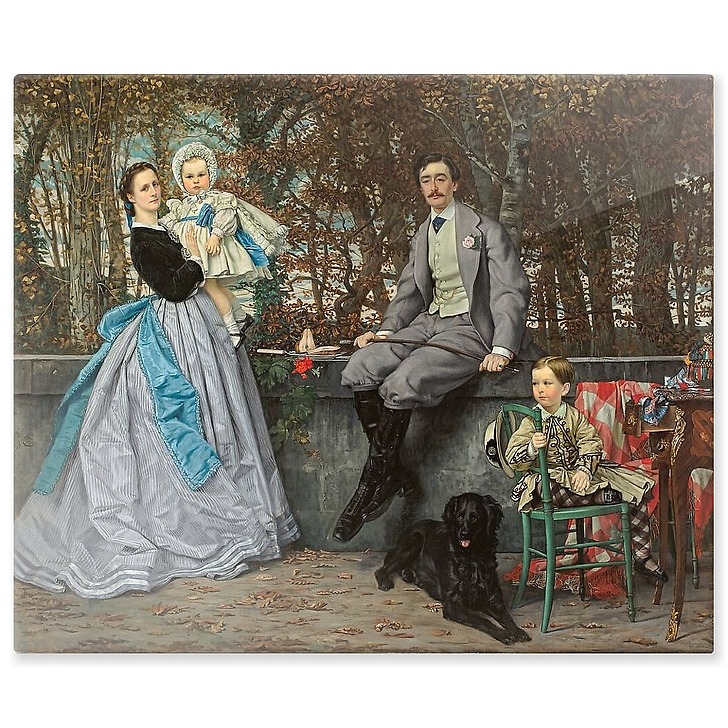 Portrait de la famille du marquis de M., dit aussi Le Marquis et la marquise de Miramon et leurs enfants (détail), 1865 (aluminium panels)