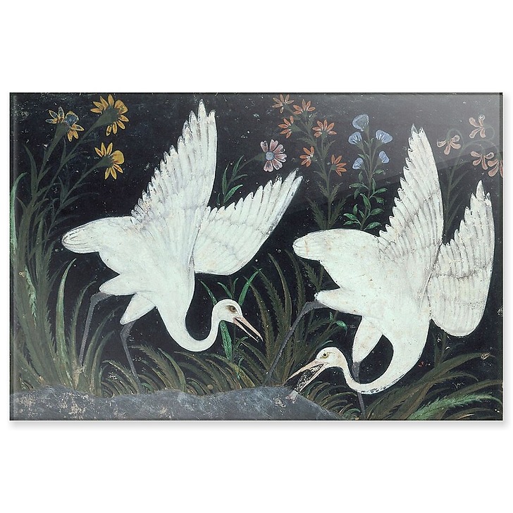 Deux grues au bord d'un étang (acrylic panels)