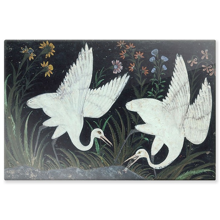 Deux grues au bord d'un étang (aluminium panels)