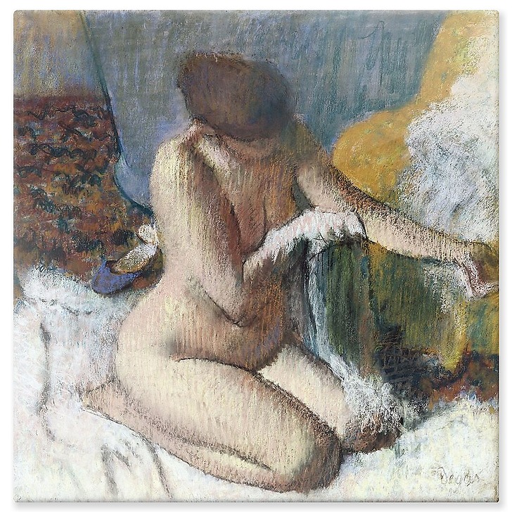 The exit from the bath or Woman wiping her left arm (aluminium panels)