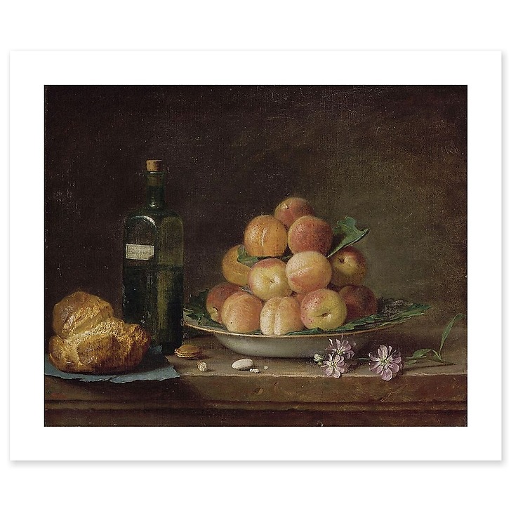 Still life with peaches and brioche (canvas without frame)