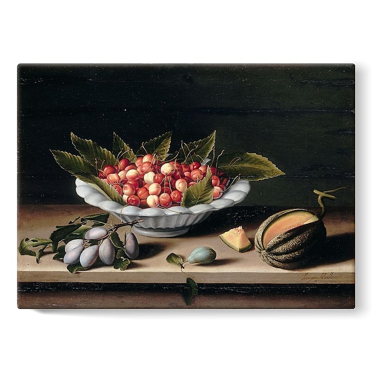 Coupe de cerises, prunes et melon (toiles sur châssis)