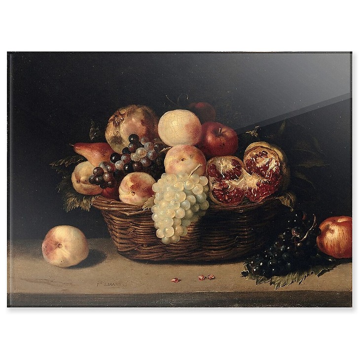 Panier de grenades, pêches et raisins (panneaux acryliques)