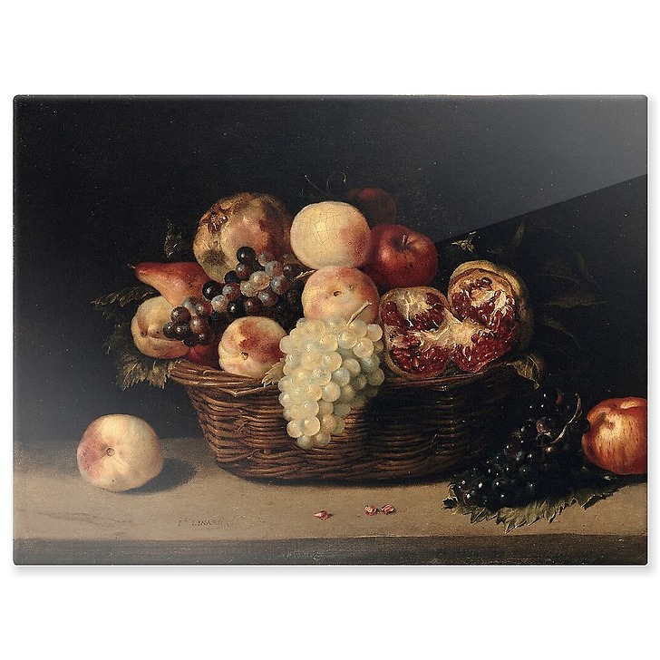 Panier de grenades, pêches et raisins (panneaux aluminium)