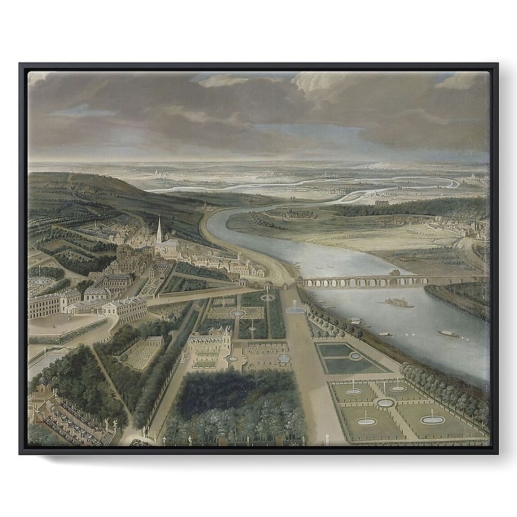 Vue cavalière du château, jardins bas et de la ville de Saint-Cloud (toiles encadrées)