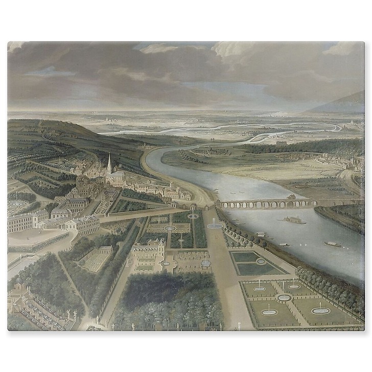 View of the castle, low gardens and the town of Saint-Cloud (aluminium panels)