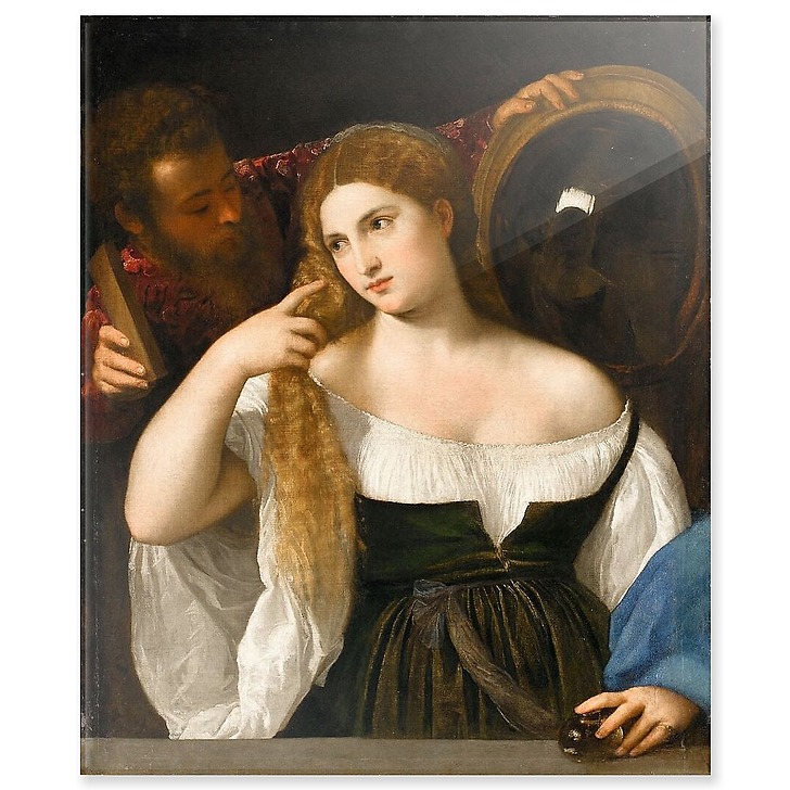 Portrait d'une femme à sa toilette (panneaux acryliques)