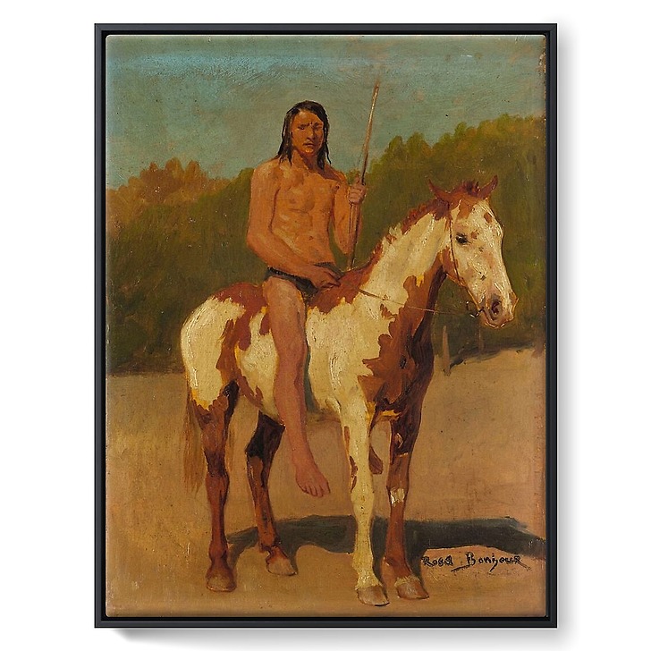 Red skin on horseback (framed canvas)