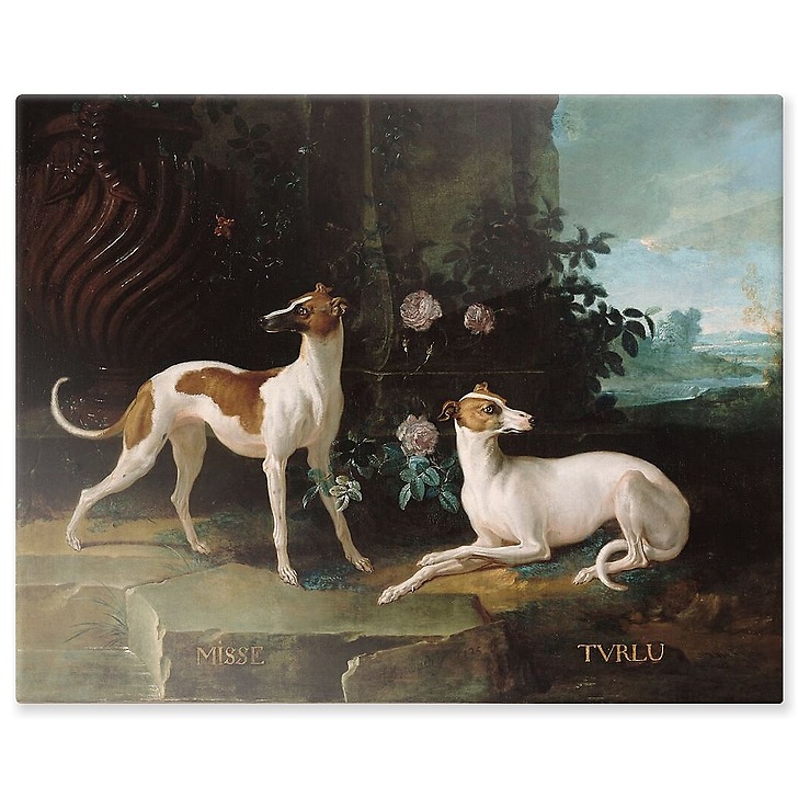 Misse and Turlu, two greyhounds of Louis XV (aluminium panels)