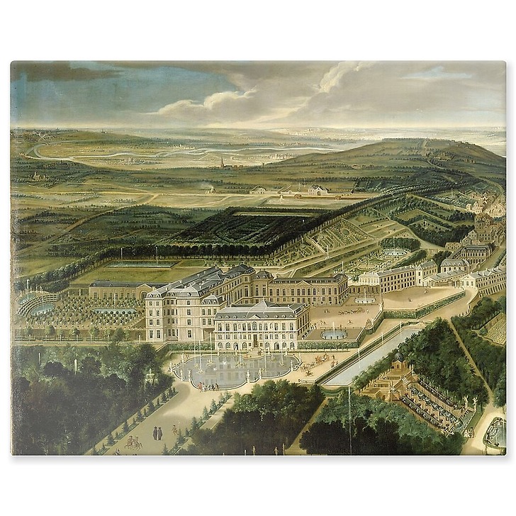 Perspective view of Royal castle and gardens of Saint Cloud near Paris in 1700 (aluminium panels)