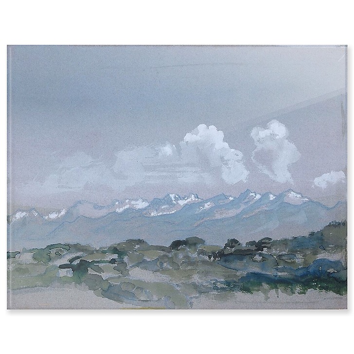 Snow-covered mountain landscape in the morning (acrylic panels)