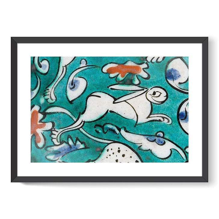 Plat à décor de lion, lièvres et animaux fantastiques sur fond vert I/II (affiches d'art encadrées)