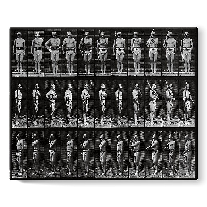 Animal Locomotion: Man In Pelvis Cloth Positioning Bayonet (stretched canvas)