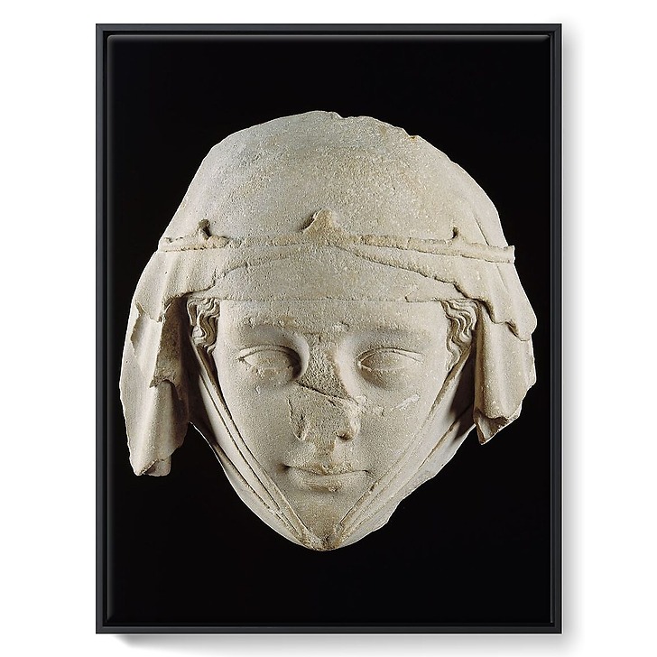 Masque du gisant de Jeanne de Toulouse, provenant de l'abbatiale de Gercy à Varennes-Jarcy (toiles encadrées)