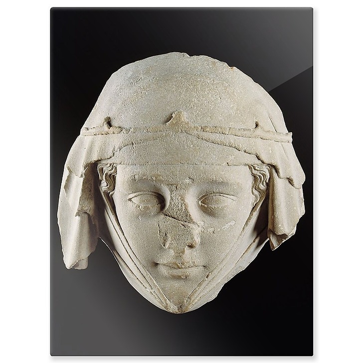 Masque du gisant de Jeanne de Toulouse, provenant de l'abbatiale de Gercy à Varennes-Jarcy (panneaux aluminium)