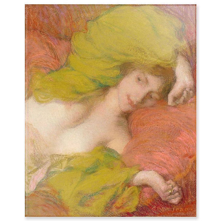 Laziness or study of a woman draped with her hands up (acrylic panels)