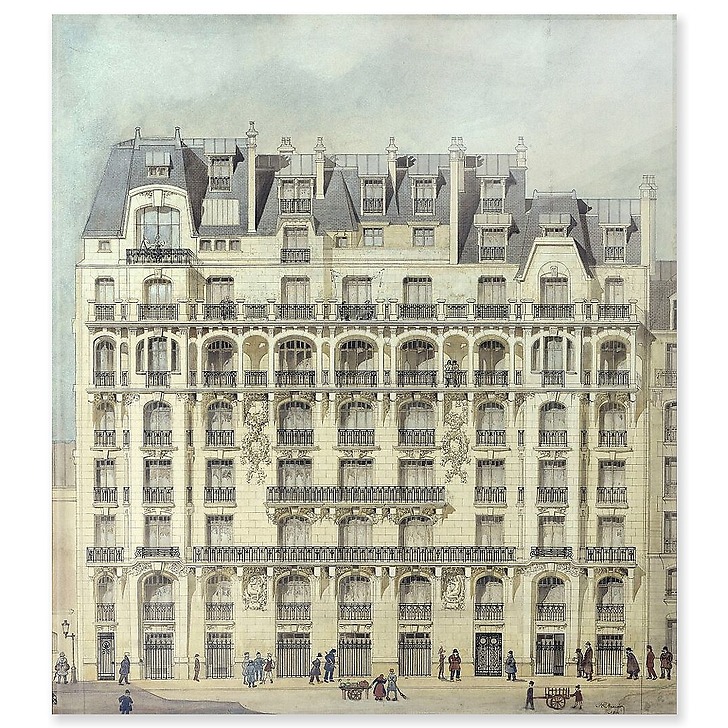 Apartment building (1, rue Huysmans, 75006 Paris): facade, elevation (acrylic panels)