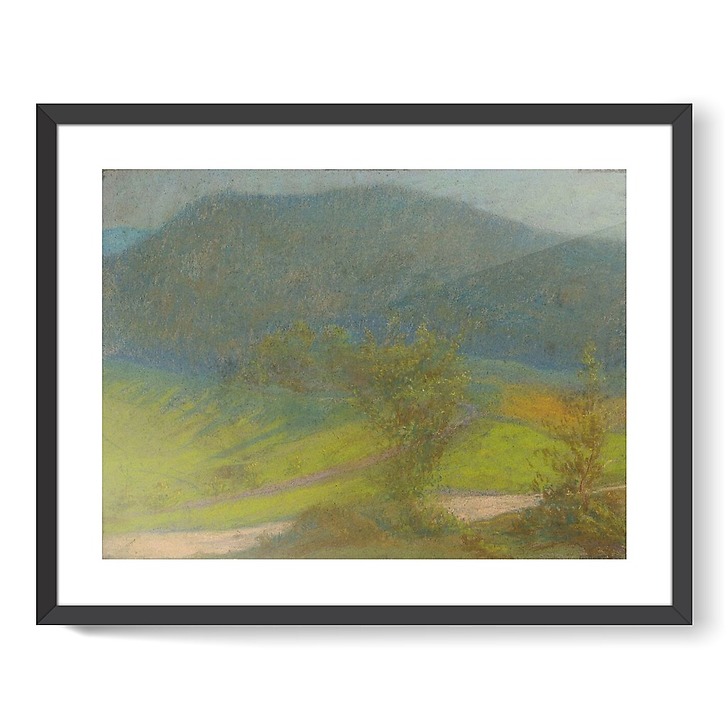 Mountain landscape with trees in the foreground (framed art prints)