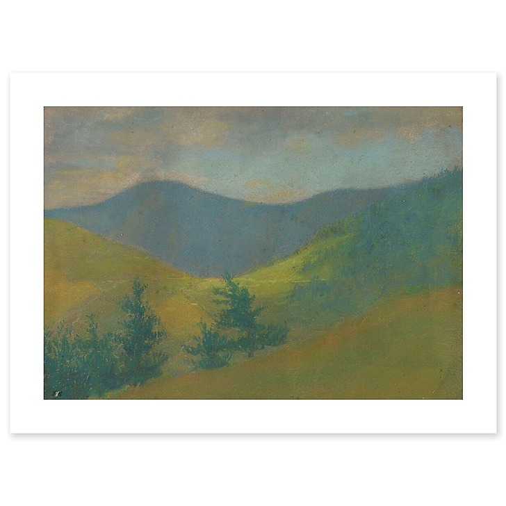 Mountain landscape with fir trees in the foreground (art prints)