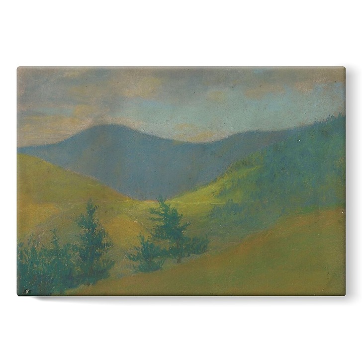 Paysage de montagne avec sapins au premier plan (toiles sur châssis)