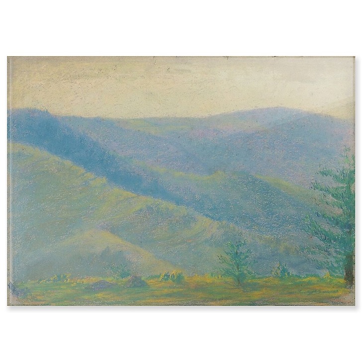 Mountain landscape with fir trees in the foreground (acrylic panels)