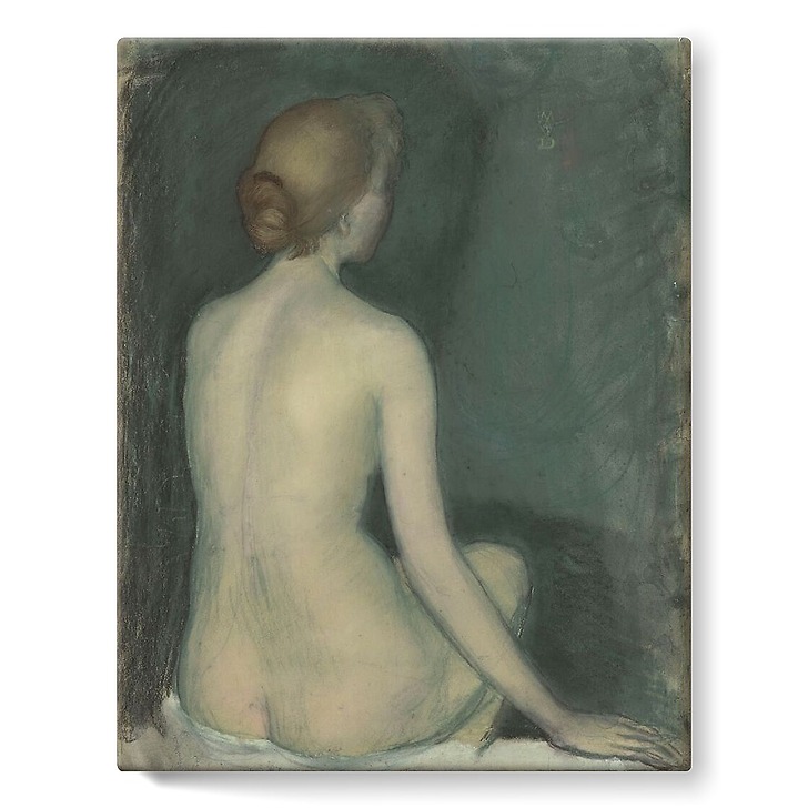 Naked woman, view from behind, facing right (stretched canvas)