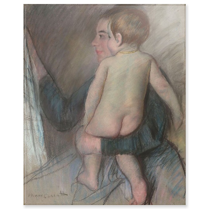 Young woman with a naked child orAt the window (acrylic panels)
