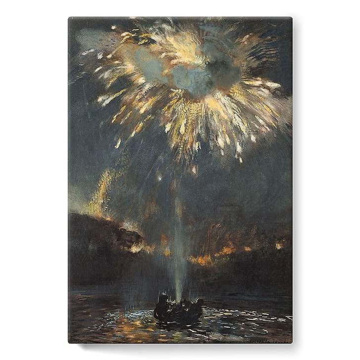 Large jet of water and fireworks (stretched canvas)