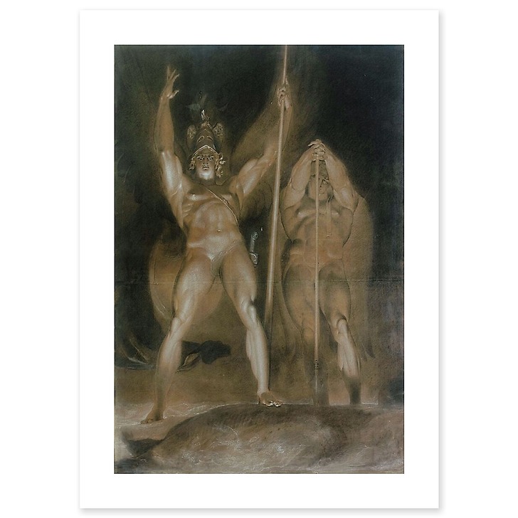 Satan et Belzébuth debout, de face, domiant des nuées enflammées (affiches d'art)