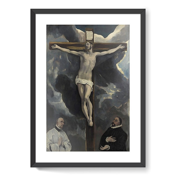 Le Christ en croix adoré par deux donateurs (affiches d'art encadrées)