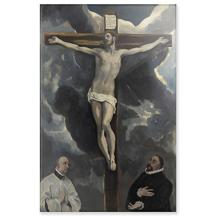 Le Christ en croix adoré par deux donateurs (panneaux acryliques)