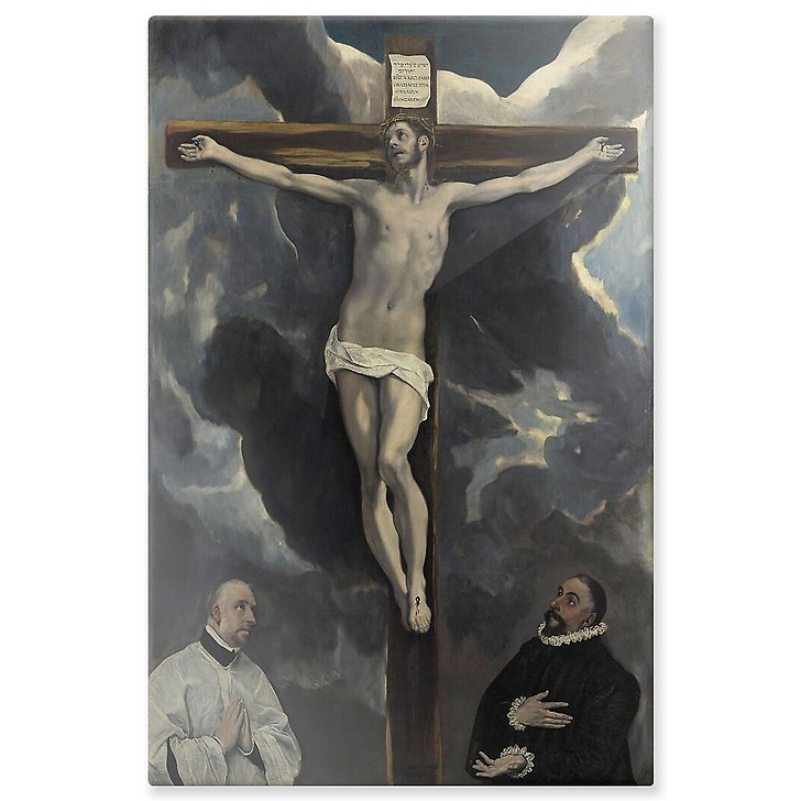 Christ on the Cross worshipped by two donors (aluminium panels)