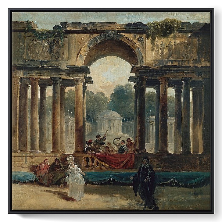 Dance and concert in a park (framed canvas)