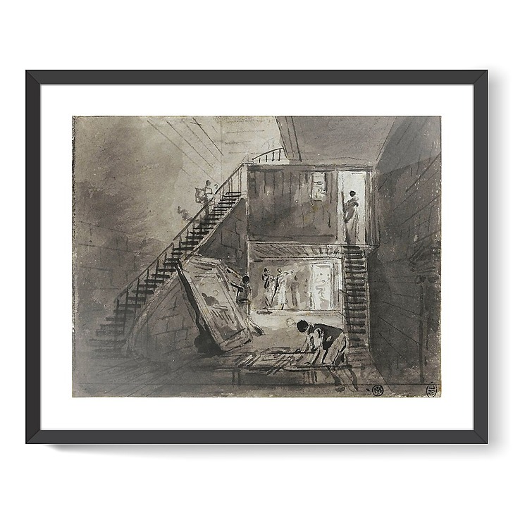 Entrée de l'atelier d'Hubert Robert au Louvre (affiches d'art encadrées)