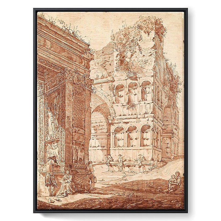 Plusieurs personnes parmi des ruines antiques (toiles encadrées)