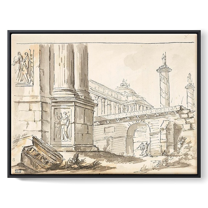 Animated architectural capriccio (framed canvas)