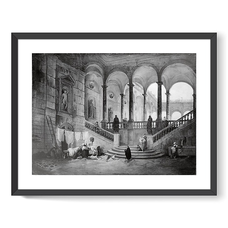 Grand escalier d'un palais avec lavandières (affiches d'art encadrées)