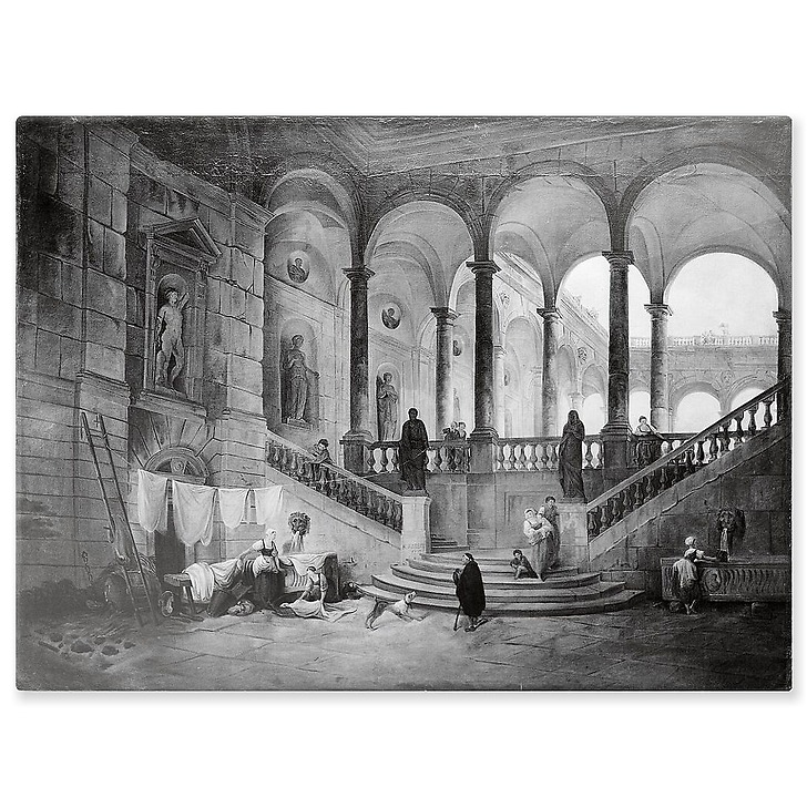 Grand escalier d'un palais avec lavandières (panneaux aluminium)