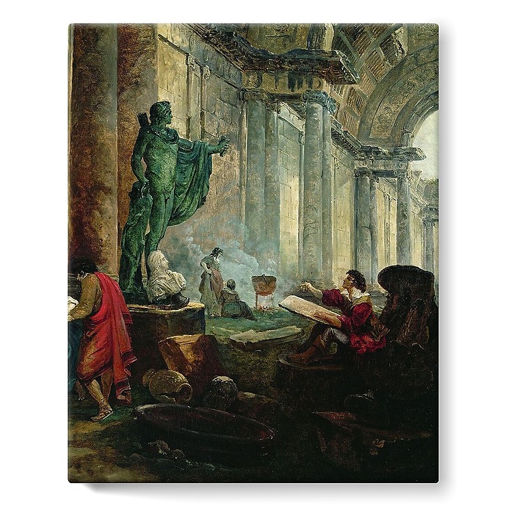 Vue imaginaire de la grande galerie du Louvre en ruines (toiles sur châssis)