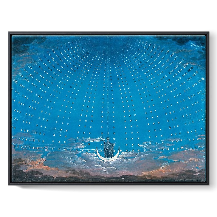 Projet de décor de scène : La Flûte enchantée (1er acte), la voûte etoilée de la reine de la nuit (toiles encadrées)