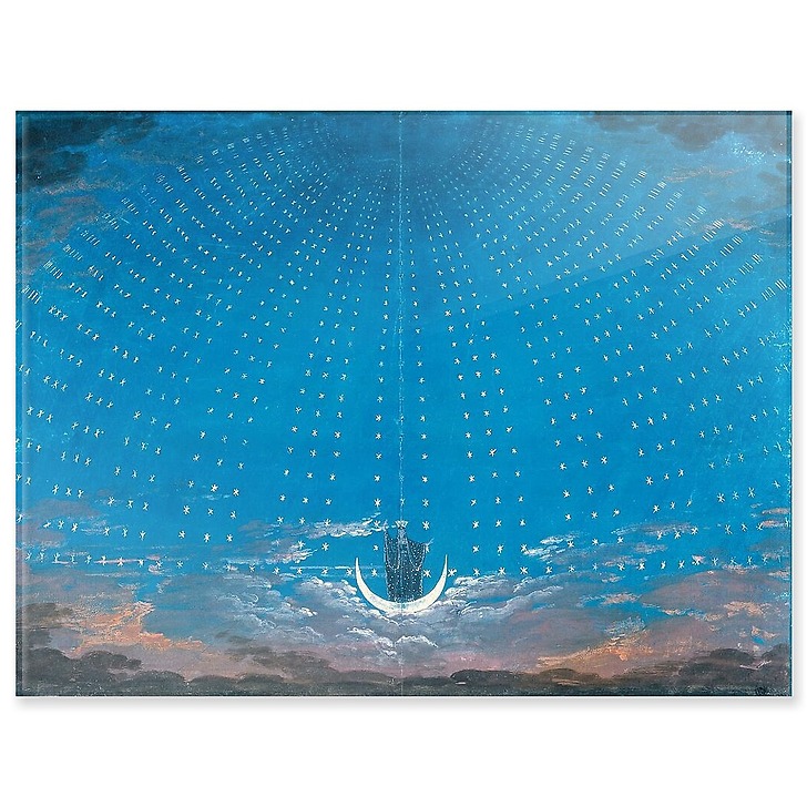 Projet de décor de scène : La Flûte enchantée (1er acte), la voûte etoilée de la reine de la nuit (acrylic panels)