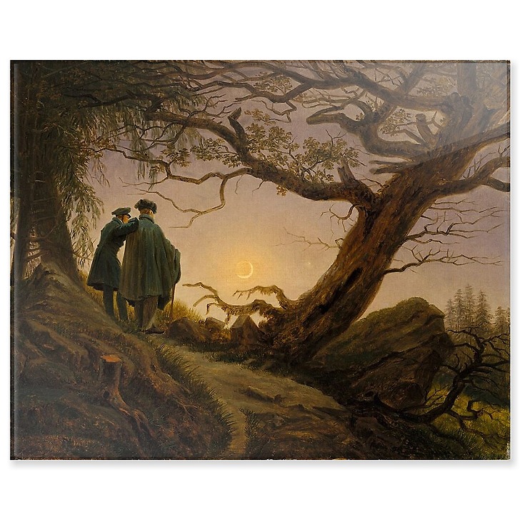 Deux hommes contemplant la Lune (panneaux acryliques)