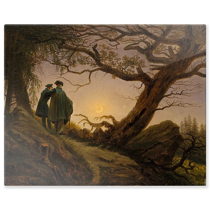 Deux hommes contemplant la Lune (panneaux aluminium)