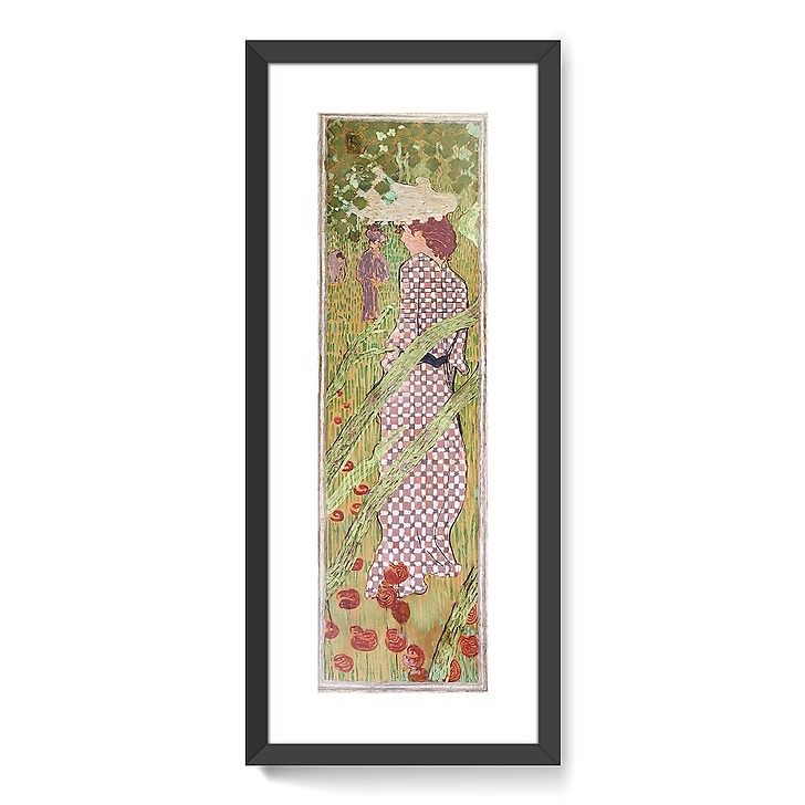Femmes au jardin : Femme à la robe quadrillée (affiches d'art encadrées)