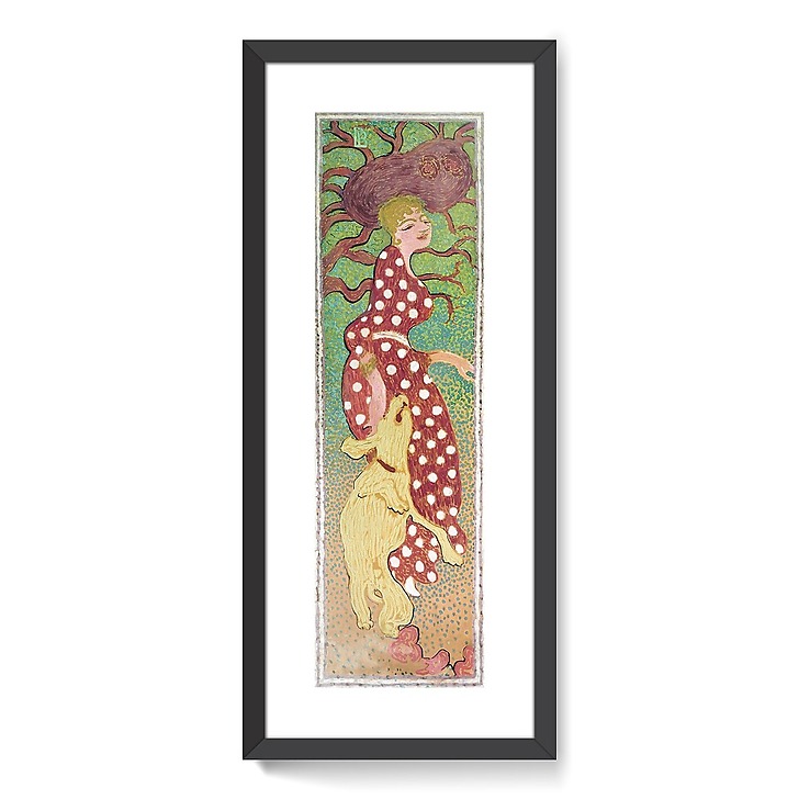 Femmes au jardin : Femme à la robe à pois blancs (affiches d'art encadrées)